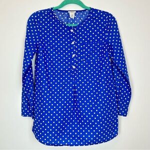 Crewcuts Girls Blue White Polka Dot Crew Neck 4 Button Tunic Sz 14